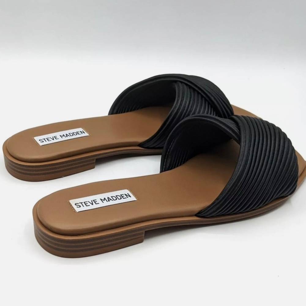 Steve Madden Women's Size 10 Limitt Textured Slide Dandle, Black, NEW Quick Ship - Picture 7 of 9